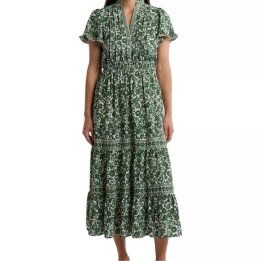Max Studio Green Floral Midi Dress